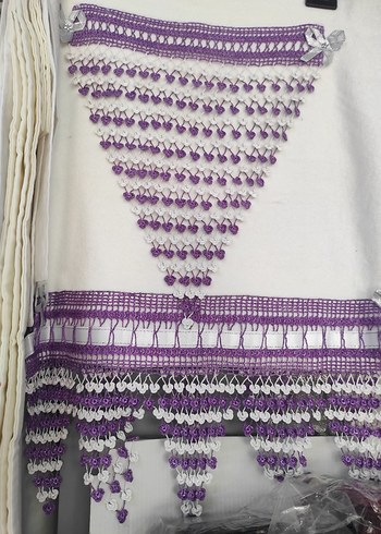 Nakışlı Beyaz göbekli dantelli havlu - Görsel 2