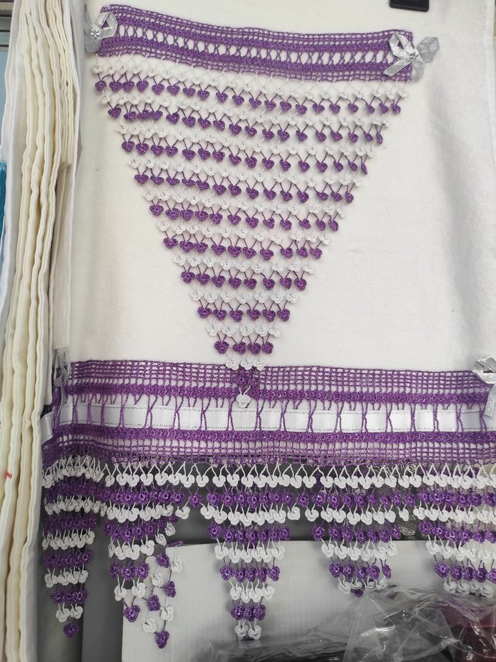 Nakışlı Beyaz göbekli dantelli havlu - Görsel 2