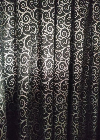 siyah ve gri Gotik Soyut Desenli fon perde - Görsel 3