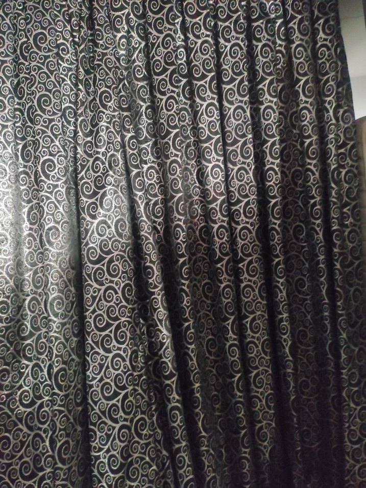 siyah ve gri Gotik Soyut Desenli fon perde - Görsel 4