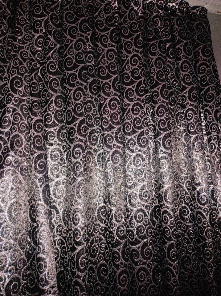 siyah ve gri Gotik Soyut Desenli fon perde - Görsel 2