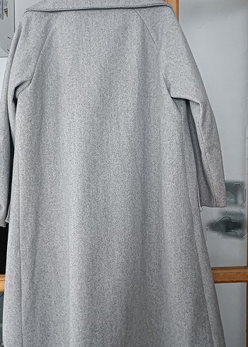 Açık Gri Uzun Kaban - Görsel 6