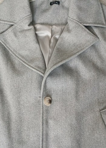 Açık Gri Uzun Kaban - Görsel 4