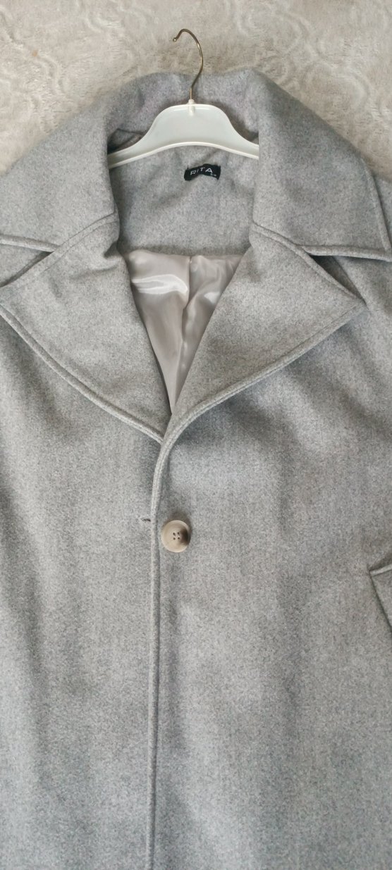 Açık Gri Uzun Kaban - Görsel 4