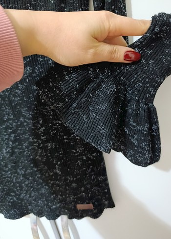 V Yaka Gri Triko İnce Kadın Kazak - Görsel 2