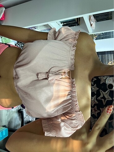 h&m toz pembe crop