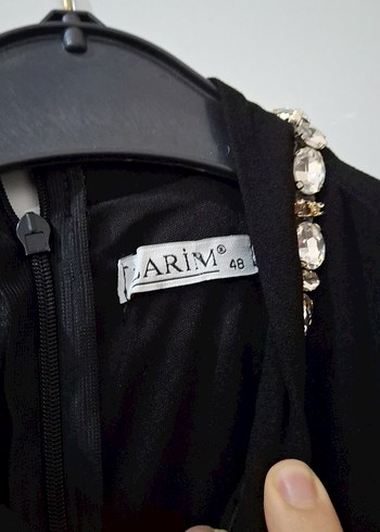 Uzun Kollu Siyah Drapeli Abiye Elbise - Görsel 3