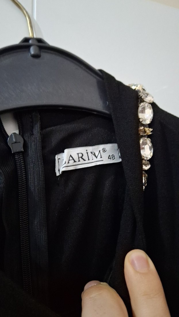 Uzun Kollu Siyah Drapeli Abiye Elbise - Görsel 3