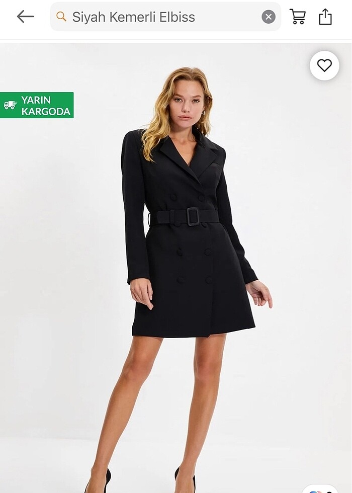 Trendyolmilla siyah kemerli ceket elbise - Görsel 2