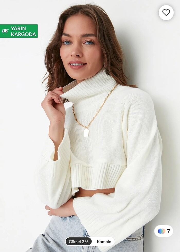 Crop basic triko kazak - Görsel 3