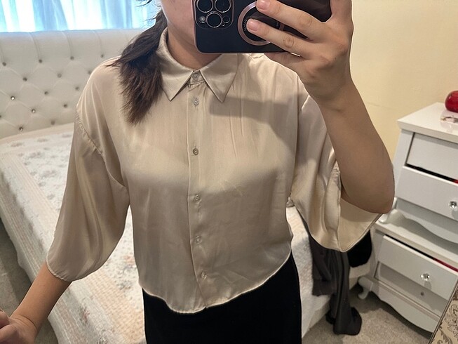 Zara saten gömlek - Görsel 5