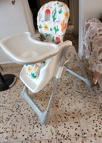  Beden beyaz Renk Beyaz ve Gri Desenli Bebek Mama Sandalyesi