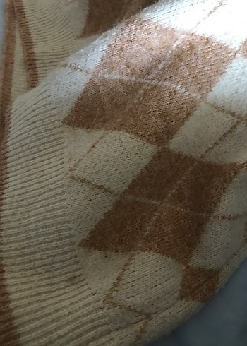 s Beden camel Renk Bej Baklava Desenli Kadın Triko Kazak
