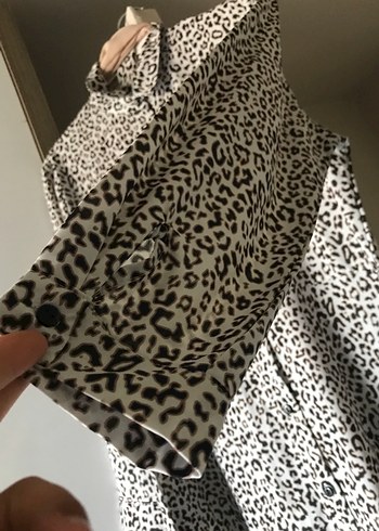 Diğer Leopar Desenli Uzun Düğmeli Gri Hamile Ceketi