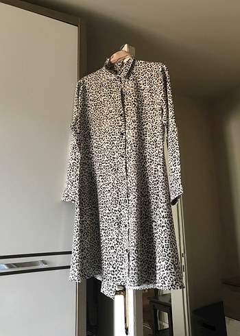 Leopar Desenli Uzun Düğmeli Gri Hamile Ceketi