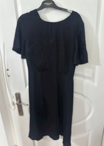 Siyah Midi Kadın Elbise Kısa Kollu - Görsel 2