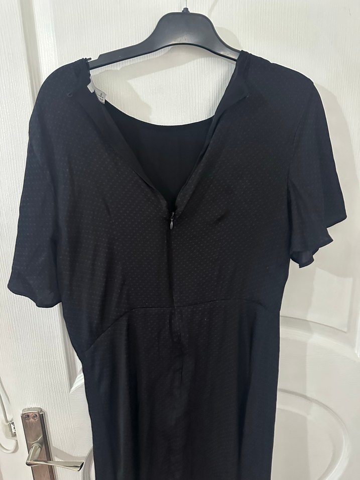 Siyah Midi Kadın Elbise Kısa Kollu - Görsel 4