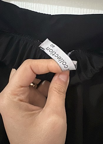 Kadın Siyah Pilili Kumaş Pantolon - Görsel 3