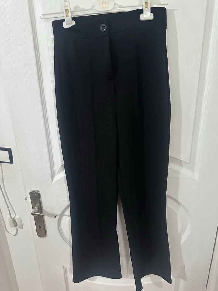 Siyah Kadın Kumaş Pantolon Midi Boy - Görsel 2