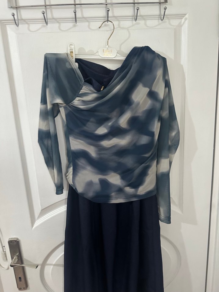 Kadın Lacivert Keten Kemerli Pantolon - Görsel 2