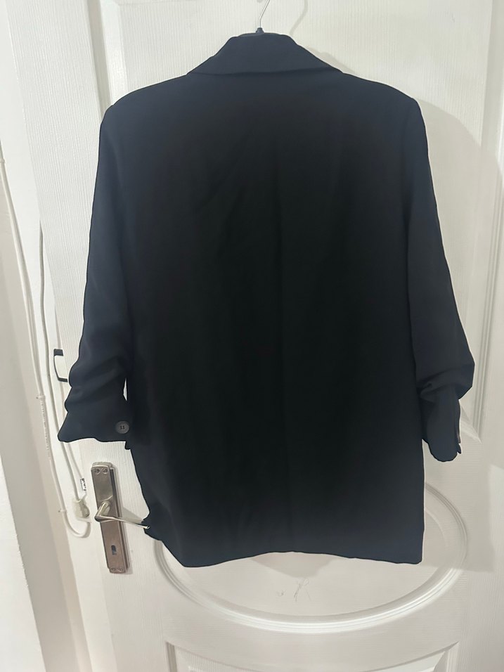 Siyah Düğmeli Kadın Midi Blazer - Görsel 5