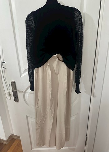 Bej Kemerli Bol Kesim Keten Kadın Pantolon - Görsel 2