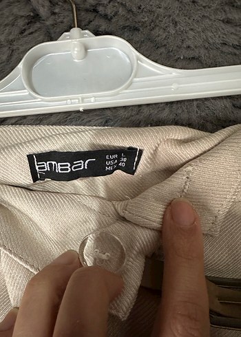 Bej Kemerli Bol Kesim Keten Kadın Pantolon - Görsel 6