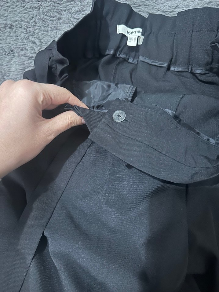 Gri Pilili Midi Kadın Kumaş Pantolon - Görsel 4