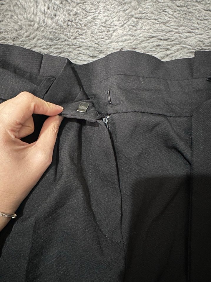 Gri Pilili Midi Kadın Kumaş Pantolon - Görsel 3