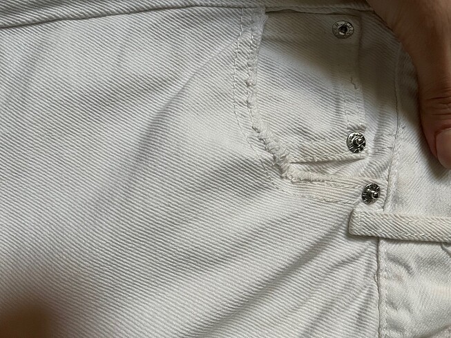 38 Beden Pull&Bear Beyaz Mom Jean Kot Pantolon