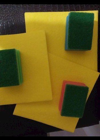 sari bez  3 tane ve bulasik sungeri 3 tane seti - Görsel 3