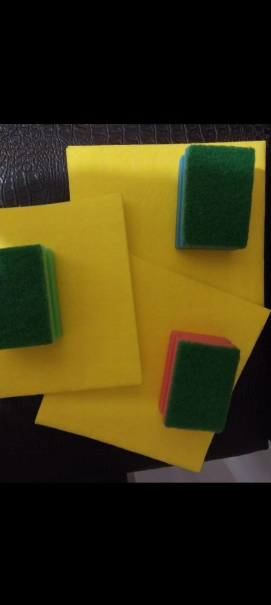 sari bez  3 tane ve bulasik sungeri 3 tane seti - Görsel 3