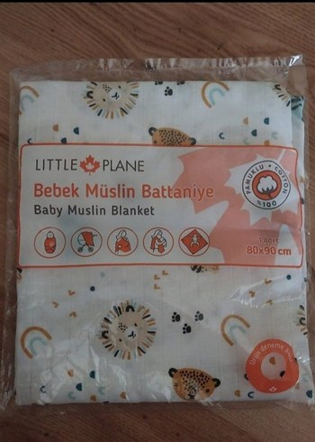 Little Plane Bebek Müslin Battaniye 80x90 cm sifir urun - Görsel 7