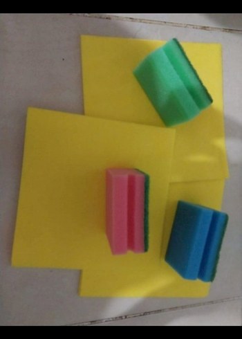 sari bez 3 lü set 3lü bulasik sungeri sifir urun - Görsel 2