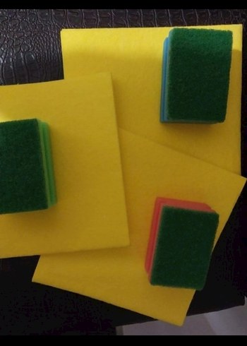 sari bez 3 lü set 3lü bulasik sungeri sifir urun - Görsel 3