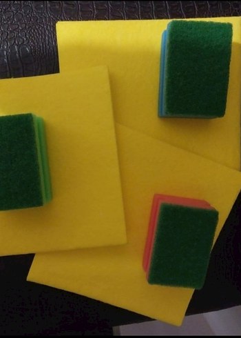 sari bez 3 lü set 3lü bulasik sungeri sifir urun - Görsel 6