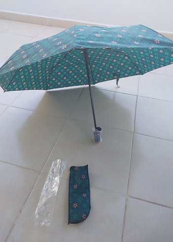 Renkli Yeşil Pileli Kadın Şemsiye sifir urun - Görsel 3