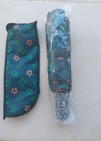 Renkli Yeşil Pileli Kadın Şemsiye sifir urun - Görsel 9