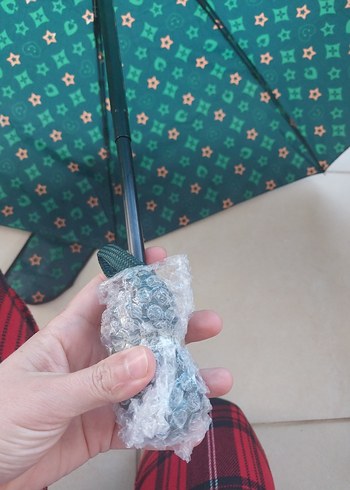 Renkli Yeşil Pileli Kadın Şemsiye sifir urun - Görsel 7