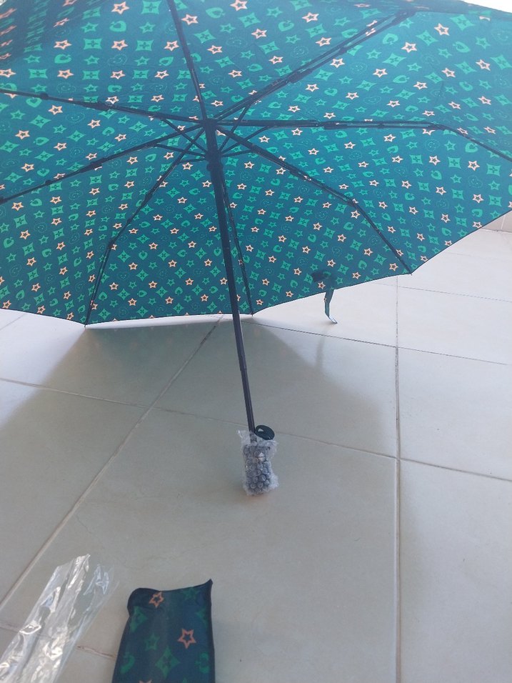 Renkli Yeşil Pileli Kadın Şemsiye sifir urun - Görsel 4