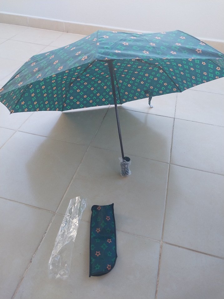 Renkli Yeşil Pileli Kadın Şemsiye sifir urun - Görsel 3