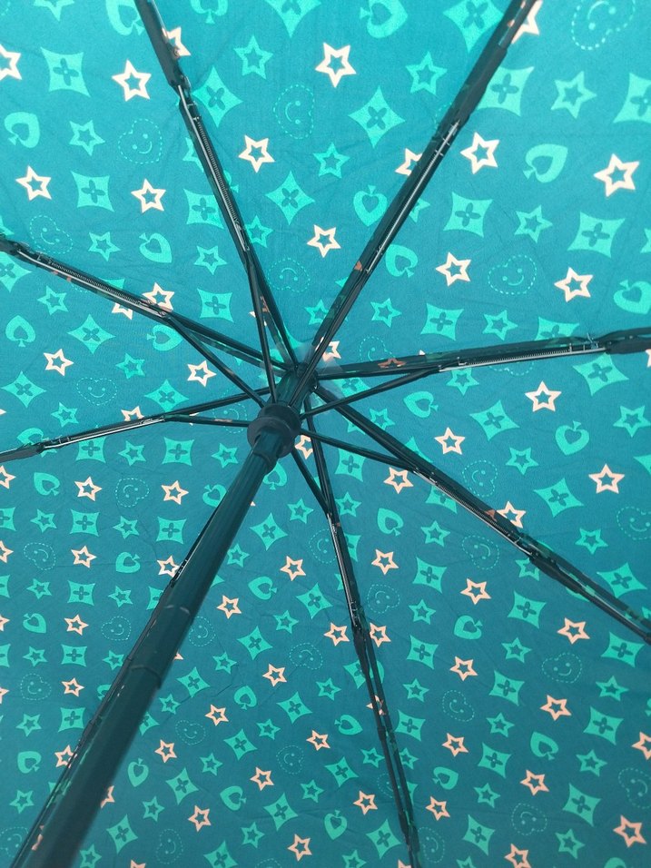 Renkli Yeşil Pileli Kadın Şemsiye sifir urun - Görsel 5