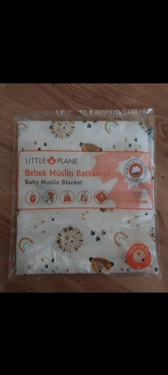 Little Plane Bebek Müslin Battaniye 80x90 cm sifir urun - Görsel 2