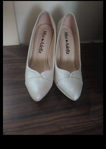 Beyaz Yılan Desenli Kadın Stiletto Topuklu gelin ayakkabisi 38no - Görsel 2