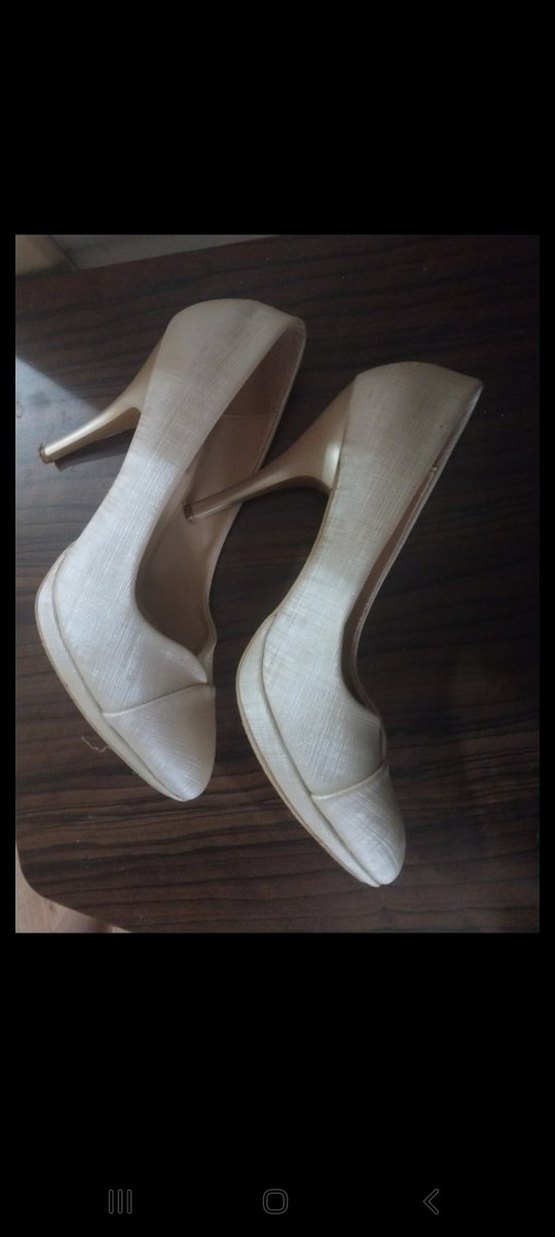 Beyaz Yılan Desenli Kadın Stiletto Topuklu gelin ayakkabisi 38no - Görsel 3