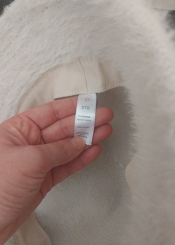 Beyaz Yünlü Kadın Şapka sifir urun - Görsel 5