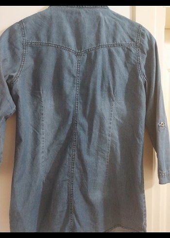 Mavi Düğmeli Uzun Kollu Denim Gömlek s beden - Görsel 5