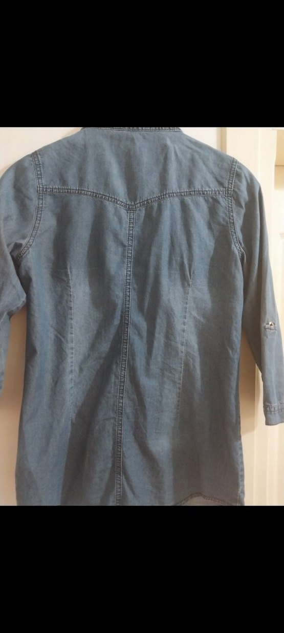 Mavi Düğmeli Uzun Kollu Denim Gömlek s beden - Görsel 5