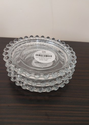 Yuvarlak Kenar Detaylı Cam Tabak Seti 3 adet - Görsel 4