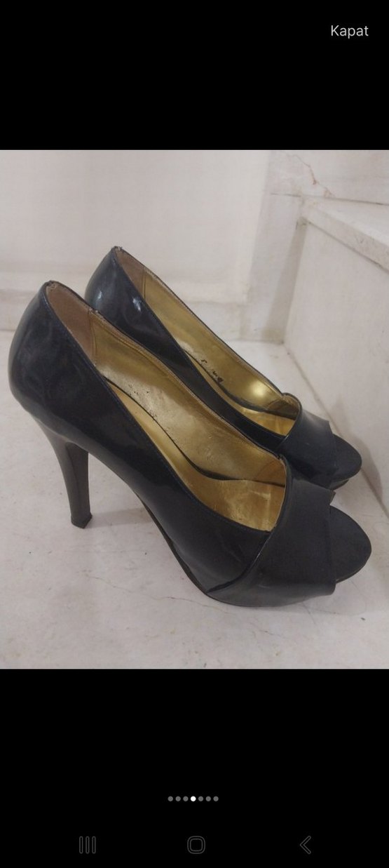 Klasik Siyah Tokalı Stiletto Topuklu Ayakkabı 38 numara - Görsel 4